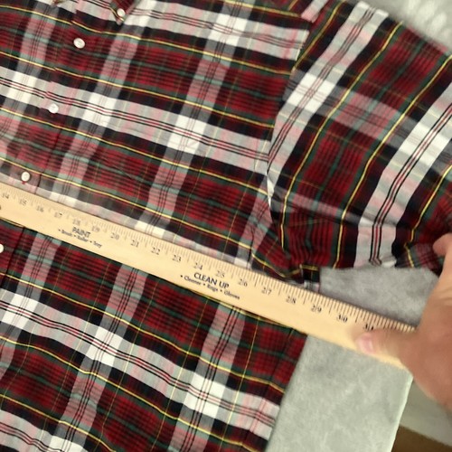 Ralph Lauren The Big Oxford Button Down Shirt Mens Large Red & Green Plaid - Ink - Picture 7 of 10