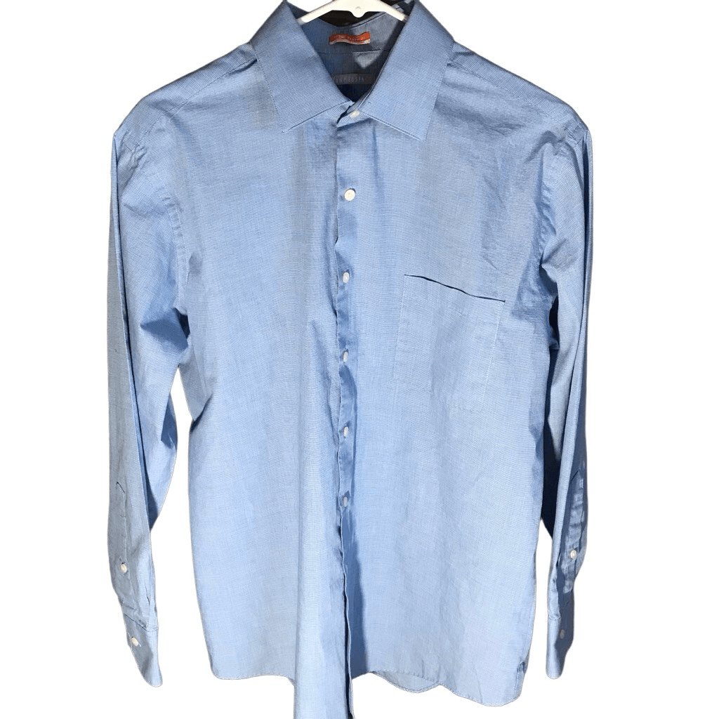 Van Heusen Traveler Fitted cool comfort button down Shirt Mens SZ 16 blue (Bt) Van Heusen Traveler Fitted cool comfort button down Shirt Mens SZ 16 blue (Bt)
