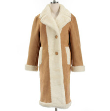 Loveshackfancy Nwot Arlington Faux Suede Shearling Coat Size S In Chestnut Brown