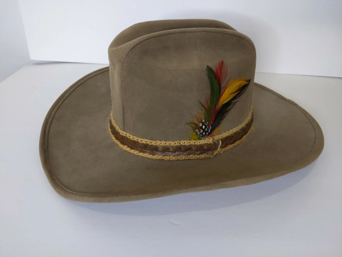 Chapeau De Cowboy Vintage United Hatters En Daim Marron - Taille L