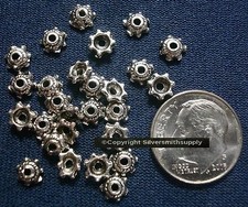 24 Silver plated zinc bead caps 5mm flower rope spacer beading supplies FPB074