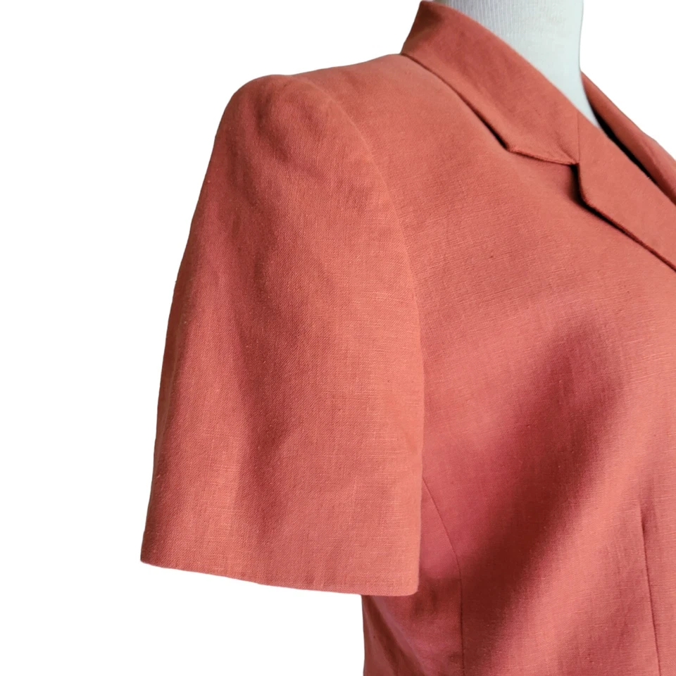 Chaqueta Blazer Jennifer Moore Mujer Talla 6 Lino Rayón Manga Corta Forrada con Botones Foto 4 de 4