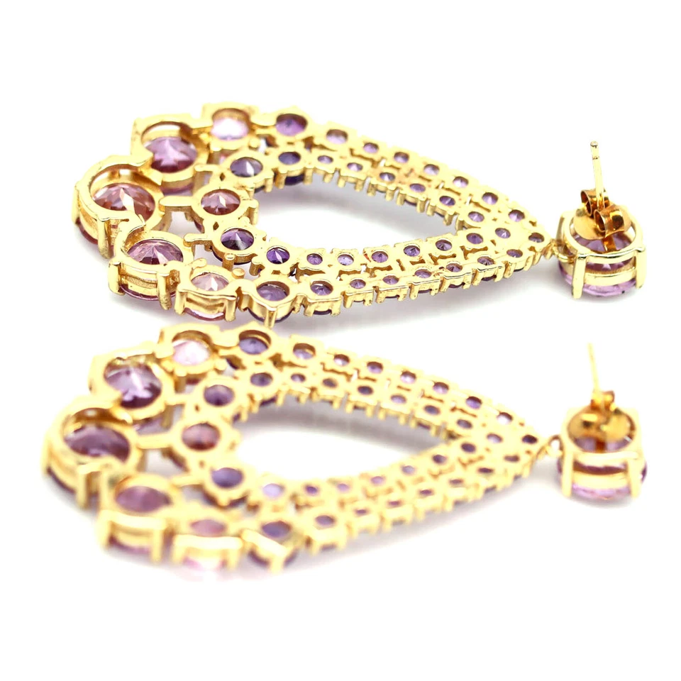 925 Sterling Silver Pink Mystic Topaz & Purple Amethyst Black Friday Earrings - Image 3 of 4