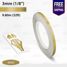 GOLD 1/8" PIN STRIPE Car Model Motorcycle Decal Line TAPE Vinyl Sticker 3mm