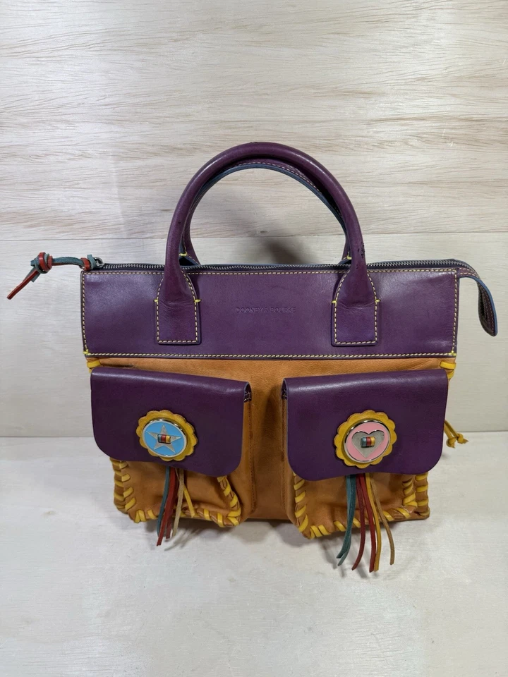 Dooney & Bourke Bolero Handbag Star/Heart Multicolor Leather Purse Bag Rare - Image 2 of 4