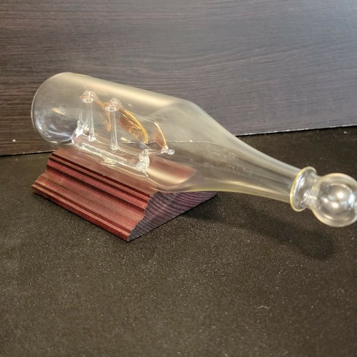 Mayflower Glass Sculpture England Rare/ Unique THE PINTA Ship In A Bottle Base - 第 6/9 張圖片