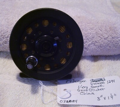chinese fly reels on ebay 032024 VINTAGE PFLUEGER SUMMIT 1294 FLY REEL READ REEL TAG EXCELLANT BROWN