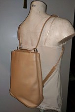 AUTENTICO JOOP! ZAINO BORSA UNISEX IN PELLE MARRONE CAMMELLO
