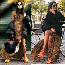 ZARA BROWN & BLACK SNAKE PRINT BUTTONED LONG FLOWING SHIRT DRESS SIZE S UK 8 