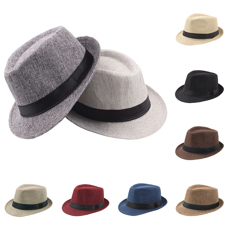 Classic Men's Hats Adult Bowler Hats Top Jazz Hat Sun Straw Hat Old Man  Curling