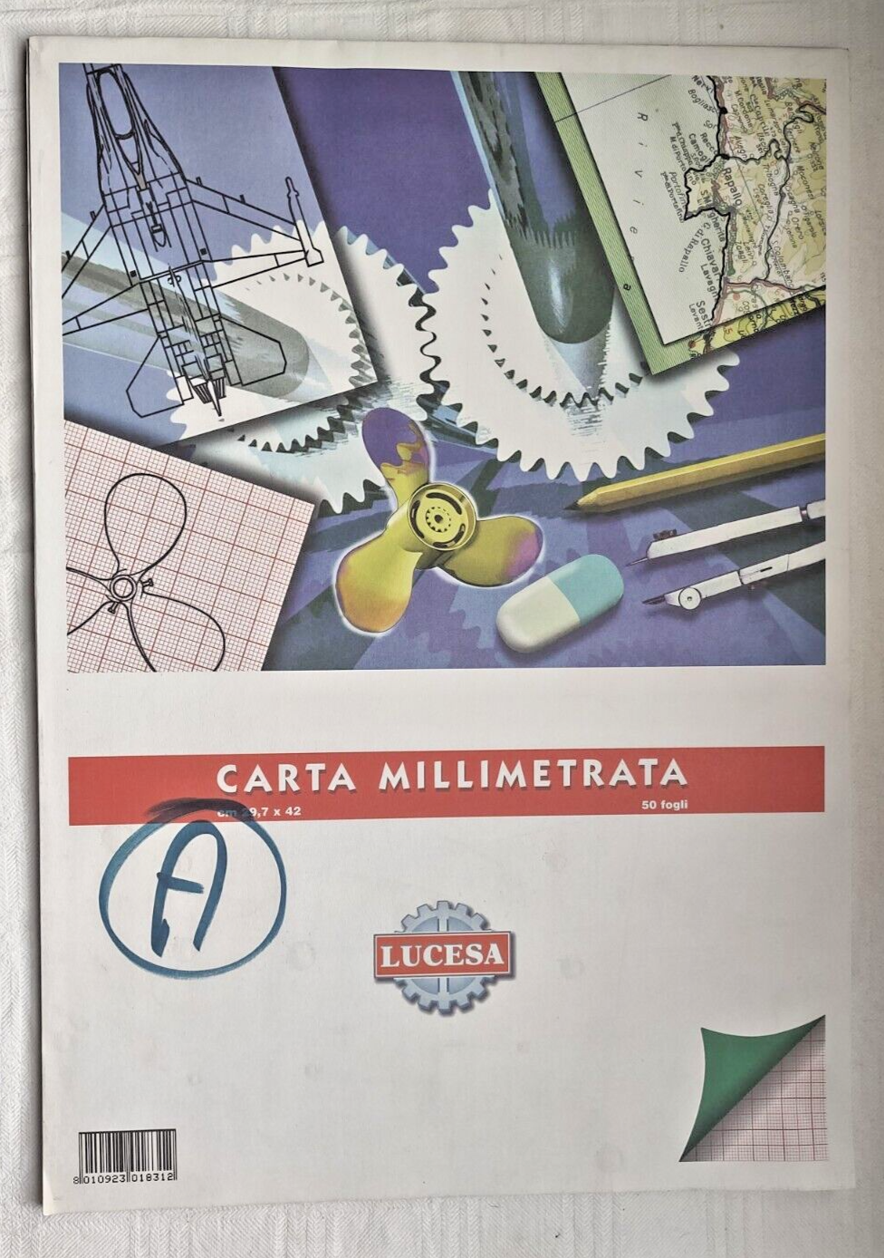 BLOCCO CARTA MILLIMETRATA LUCESA A3 42x29,7 cm. - Album 38 Fogli - APERTO  USATO