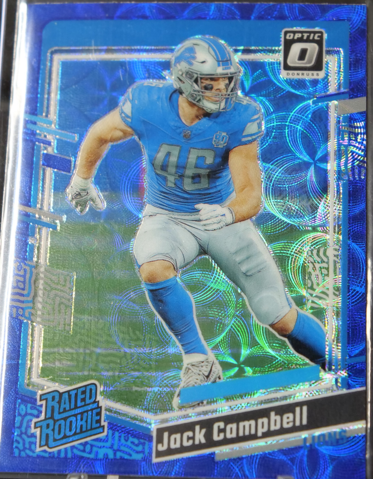 2023 Optic #235 Jack Campbell Rated Rookie Blue Scope - Detroit Lions