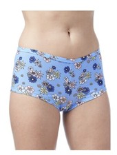 NO BOUNDARIES Women's XXL 19 Cotton Jersey Boyshorts Panties   Blue Flowers