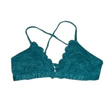 Teal Floral Bikini Top Size Medium