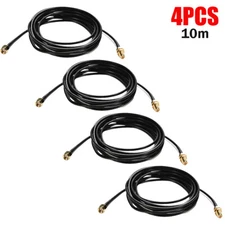 4PC RP-SMA Male To Female Wifi Antenna Connector Extension Cable Cord Black 10M