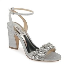 Badgley Mischka Womens 6.5 M Silver Rhinestone Strappy Sandal Heels NIB XB5