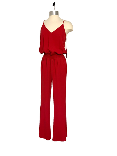 Amanda Uprichard NWT Red Posh Wide Leg Jumpsuit With Slit Size P/XS - Picture 9 of 13