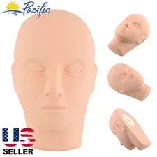 Soft Rubber Training Practice Mannequin Head Makeup Massage FREE 3 EYELASHES