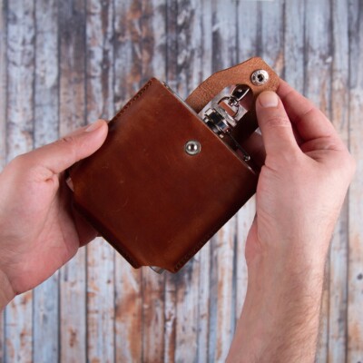 Leather hip Personalized vintage flask Leather