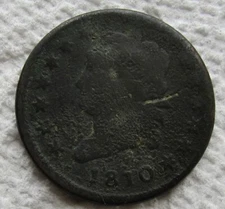 1810  Classic Head Large Cent Rare Key Date Type Coin VG Corroded Scratched coin