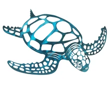 LG OCEAN SEA TURTLE WALL ART METAL PLAQUE NAUTICAL TROPICAL  loggerhead COASTAL