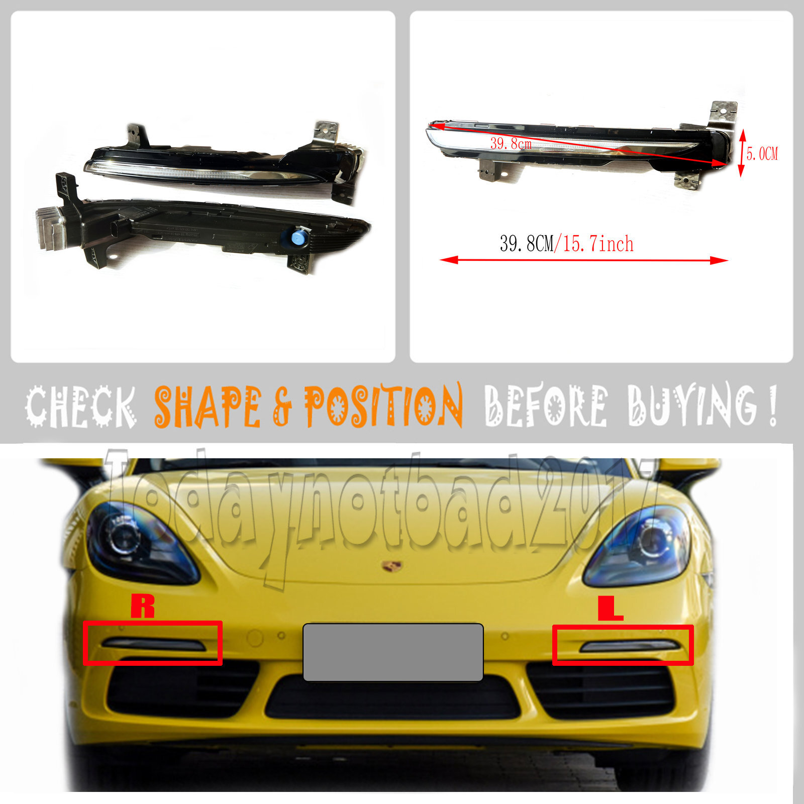 Daytime Run Lights LED For 1723 Porsche 982 718 Cayman Boxster Turbo