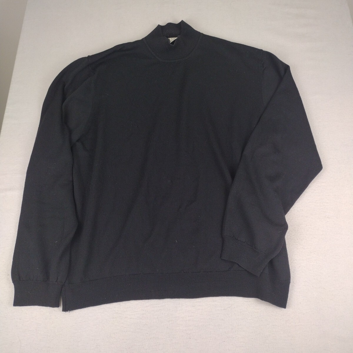 Alfani Sweater Men Large Black 100% Extra Fine Merino Wool Made in Italy Casual