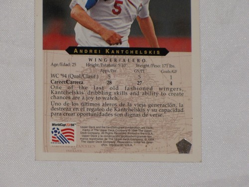Andrei Kantchelsk #250 Upper Deck 1994 Mondiali USA Calcio Russia Trading Card - Foto 24 di 24