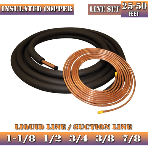 25-50 Ft 3/8" Insulated Copper HVAC Line Set Refrigerant For AC Split Systems - Picture 1 of 11