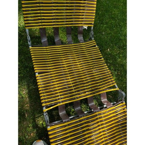Vintage Folding Aluminum Chaise Lounge Lawn Beach Chair Vinyl PVC Tubing yellow - Picture 3 of 7