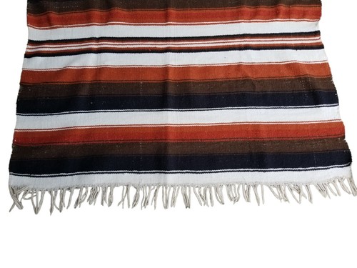 Mexican Inca Latin Central American Folk Art Blanket Kilim Rug 73" x 45" - Picture 4 of 6