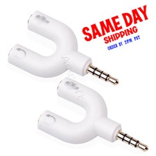 3.5mm U Shape Stereo Splitter Audio to Mic Headset Jack Plug Adapter For Phone