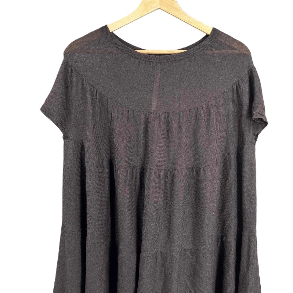 Suéter túnica Yaya Aflalo negro manga corta calce suelto talla pequeña seda cachemir Foto 2 de 4