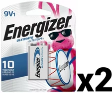 2 TWO ENERGIZER ULTIMATE LITHIUM 9V L522 L522BP RETAIL PACK NEW EXP 12-2034