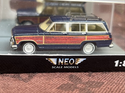 Neo Scale Models Jeep Grand Wagoneer 1986 azul metálico con decoración de madera 1:87 embalaje original 12 - Imagen 2 de 13