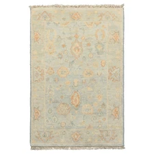 LoomBloom 2x3 Hand Knotted Wool Blue Oushak Transitional Rug
