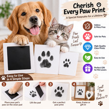 Dog Cat Paw Print Impression Kit Inkless Pet Pawprint Keepsake DIY Memory