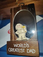 Original 1975 Wallace Berries "Worlds Greatest Dad" Wall Plaque Mirror