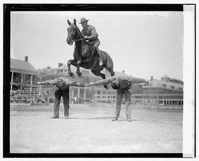 Sergeant Frank W. Smith on Sam,4/15/24,Horseback Riding,Horse Jumping,1924