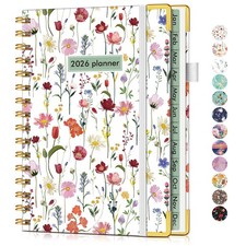 2026 Hardcover Weekly Monthly Planner A5 Spiral Agenda Wildflower Cover