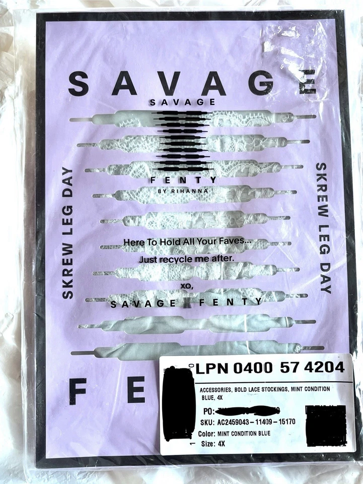 Savage X Fenty смелый кружевной чулки 4 X новом состоянии синий новый с Ярлыками Skrew ноги день - Изображение 2 из 4