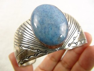 Navajo Edgar Platero HEAVY 58g 6.75" Sterling Denim Lapis Cuff Bracelet Native