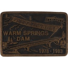 Brass Warm Springs Dam Lake Sonoma California 1980s Vintage Belt Buckle