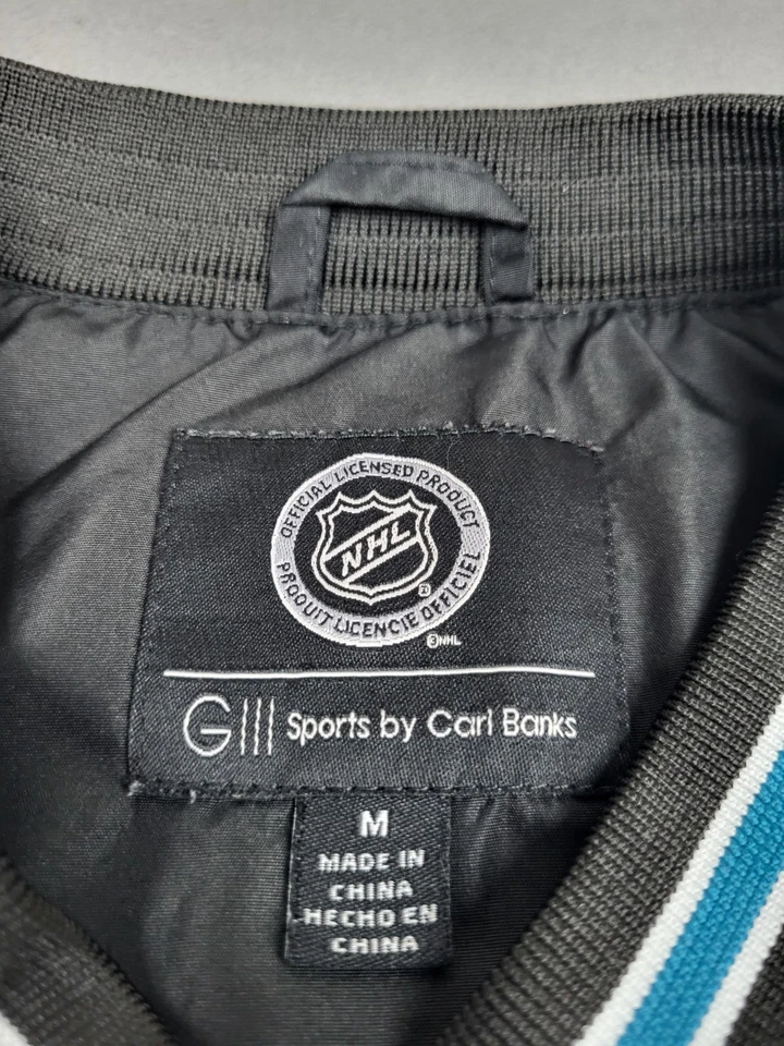 Jaqueta San Jose Sharks Masculina Média Preta Leve Zíper Lateral Bolsa Canguru - Imagem 3 de 4