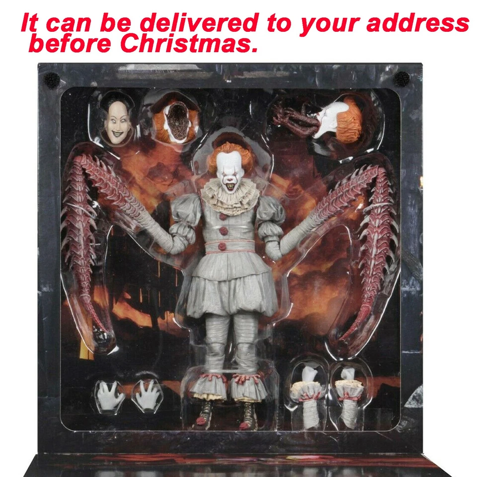 Figura de acción IT Ultimate Pennywise The Dancing Clown 2017 7" escala 1:12 NECA Foto 2 de 4