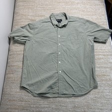 Eddie Bauer Mens XL Green Plaid Button Up Short Sleeve 100 Cotton Shirt