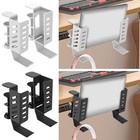 2 Pcs No Drill Desk Side Laptop Holder Length Adjustable Clamp on Desk dgOmT