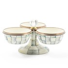 MacKENZIE CHILDS STERLING CHECK TRIPLICITY SERVING BOWLS BNIB