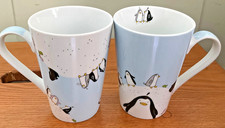Par 2 tazas de té café novedad pescado colina invierno pingüinos Konitz de Alemania