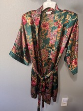 Vintage 90s California Dynasty satin kimono-style robe Women  s Size Small.